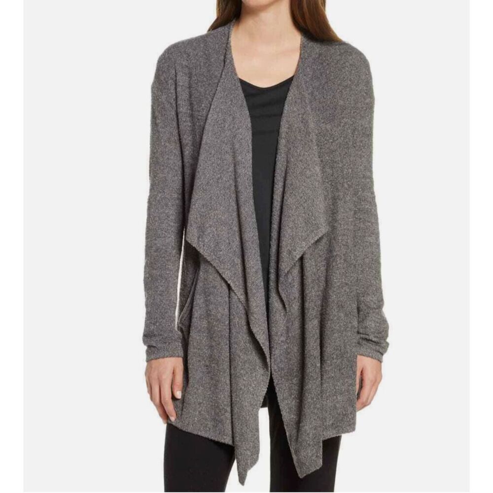 BAREFOOT DREAMS CozyChic Lite Island Gray Wrap Waterfall Cardigan Womens Small